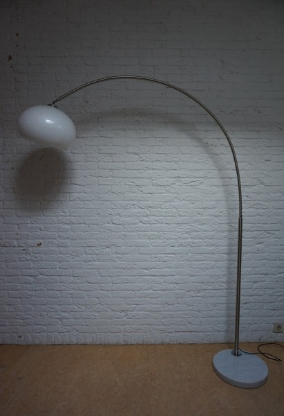 Vintage, staande, chrome, booglamp, marmeren, voet, arc, lamp, marble